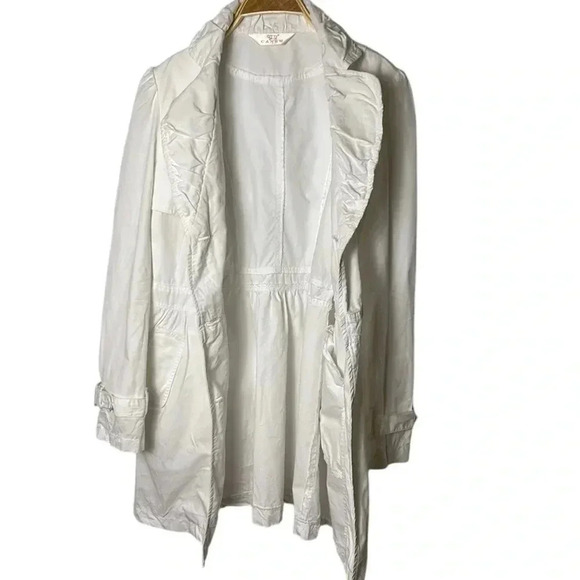 Cotton double breasted white trench coat,size 8. casual,career,vtg,Y2K, EC - Picture 6 of 14